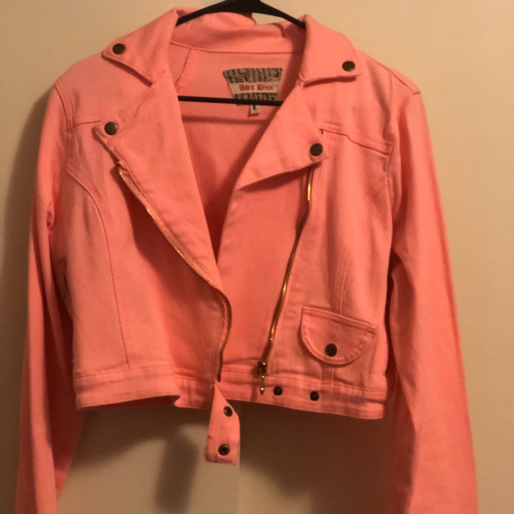 Pink denim jacket